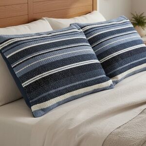 UGG Navy and White Striped Pillow Cases for Standard Bed Pillows